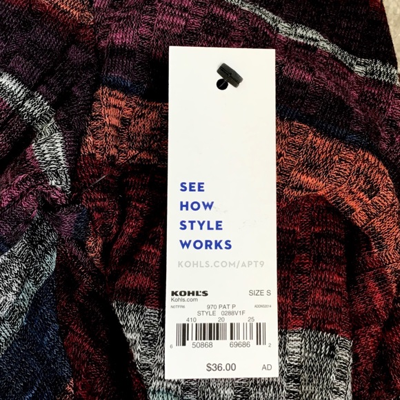 Apt. 9 NEW Multi Striped V-Neck Sweater Size Small - Picture 8 of 9